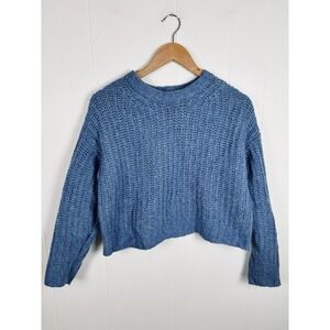 American Eagle Size XS Cropped Chunky Knit Blue‎ Sweater Long Sleeve